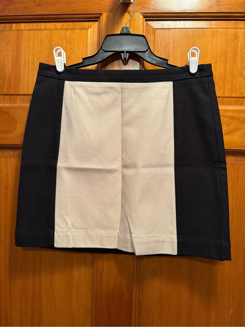 LOFT Black and Cream Colorblock Mini Skirt